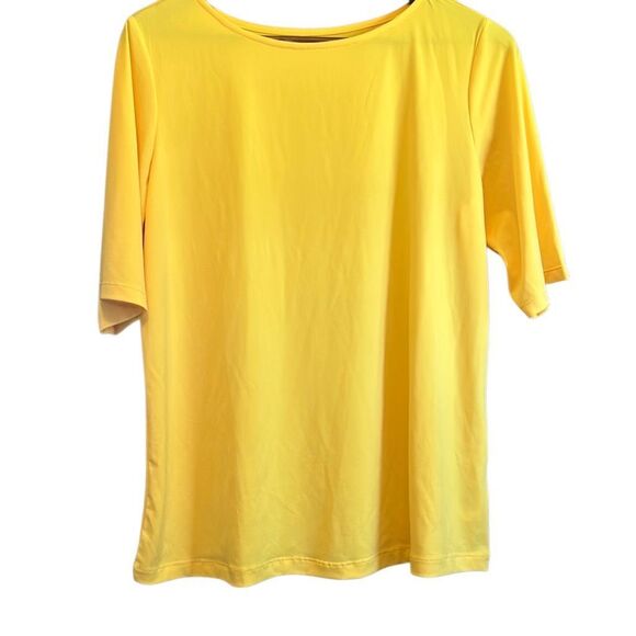 Susan Graver Modern Essentials‎ Liquid Knit Top Large Sz medium Yellow - Picture 1 of 4